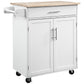 Kitchen Trolley Mobile Kitchen Island on Wheels Serving Cart Wooden Storage w/ Drawer and Towel Bar White