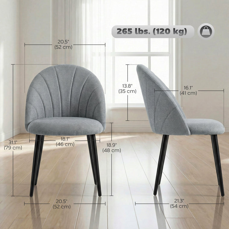 Upholstered Dining Chairs Set of 4 with Metal Legs