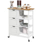 Kitchen Cart on Wheels, Rolling Kitchen Island Cart with Wood Top, 3 Drawers and Shelves for Home Dining Area