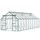 Aluminum Greenhouse Polycarbonate Walk-in Garden Greenhouse Kit with Rain Gutter and Sliding Door, 20' x 8', Green
