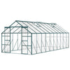 Aluminum Greenhouse Polycarbonate Walk-in Garden Greenhouse Kit with Rain Gutter and Sliding Door, 20' x 8', Green