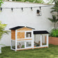 2-tier Wood Rabbit Hutch Backyard Bunny Cage Small Animal House w/ Ramp and Outdoor Run, Yellow