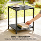 Outdoor Coffee Table 2-Tier Patio Coffee Table with Storage Shelf, Adjustable Feet for Garden Balcony Poolside Black