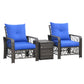 3 Pieces Wicker Patio Furniture Set, Rattan Bistro Set with Storage Coffee Table and Thickened Cushions, Outdoor Conversation Set for Garden, Porch, Balcony, Red