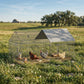 Metal Chicken Coop, Large Chicken Run with Water-Resistant & Anti-UV Cover for 2-3 Hens, Outdoor Hen House with 4 Doors