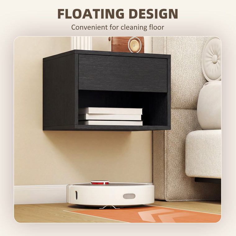 Floating Nightstand Set of 2 with Drawer