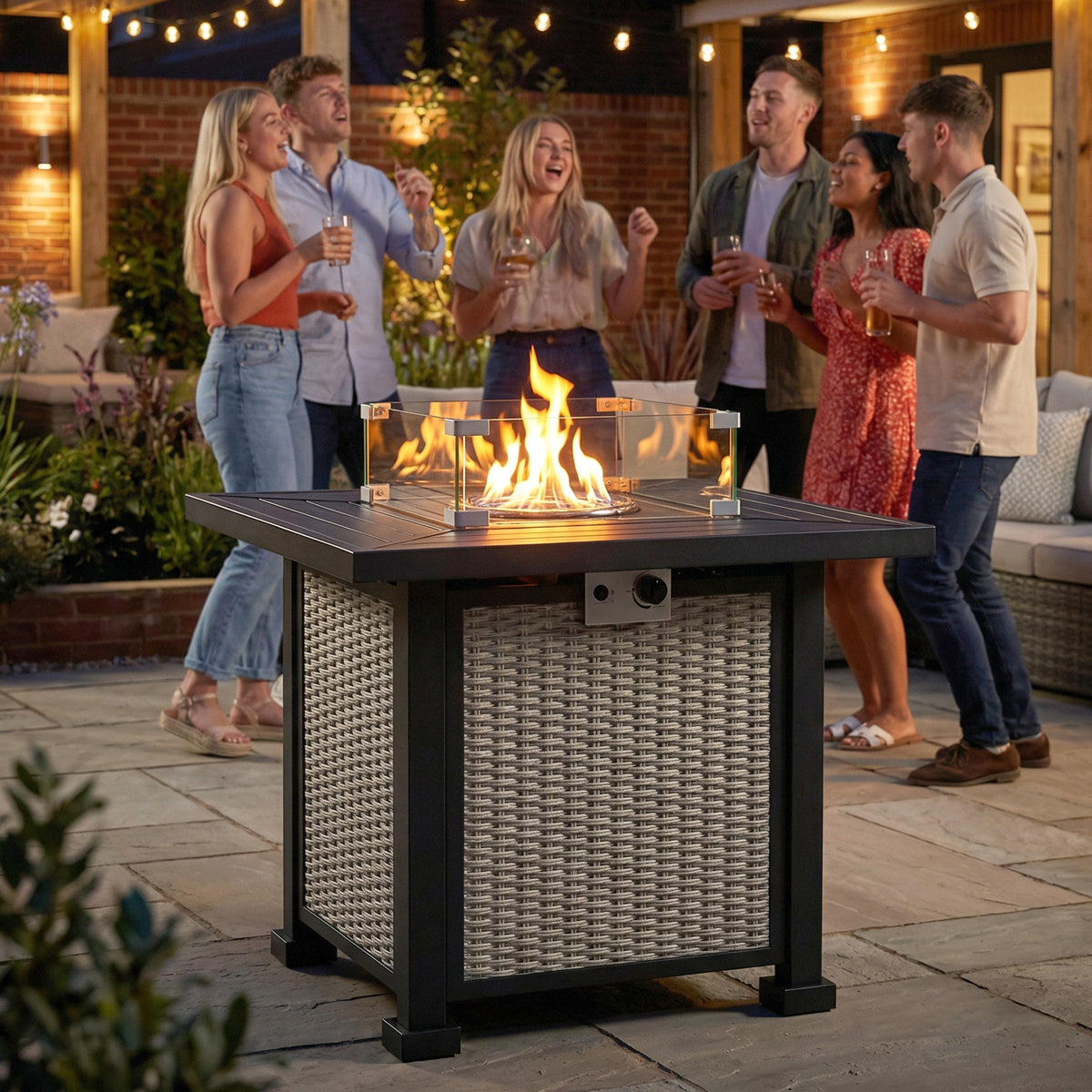32" CSA-Certified Propane Fire Pit Table with Lid
