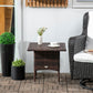 20" Patio Wicker Coffee Table, Outdoor Coffee Table with Plastic Board Underneath the Woven Tabletop for Patio, Garden, Balcony, Black