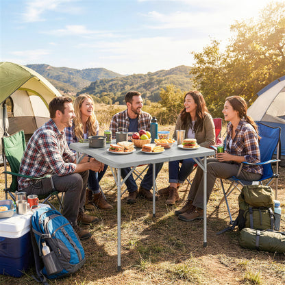 34" x 34" Grey Folding Picnic Table