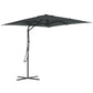 8FT Cantilever Patio Umbrella, Offset Patio Umbrella with Cross Base for Deck, Backyard, Pool and Garden, Hanging Umbrellas, Switch with a Wrench, Dark Gray