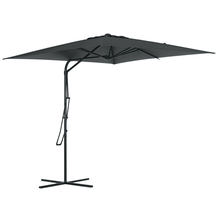 8FT Dark Gray Cantilever Umbrella with Cross Base