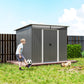 8.5' x 6' Small Gardening Shed Lockable Steel Utility Storage Outdoor Backyard Garden for Gardeners, Grey