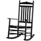 Wooden Outdoor Rocking Chair, Patio Rocking Chair with Slatted High Back and Armrests for Porch, Garden, Lawn, White