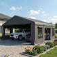 20' x 20' Heavy Duty Carport, Portable Garage Car Canopy Tent Shelter with 3 Roll-up Doors, 4 Windows, Dark Grey
