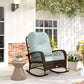 Outdoor Wicker Rattan Rocking Chair Patio Rocker with Thick Cushions for Garden Backyard Porch, Light Green