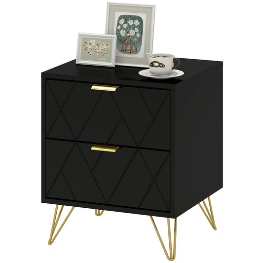 Accent Nightstand with 2 Drawers - Black