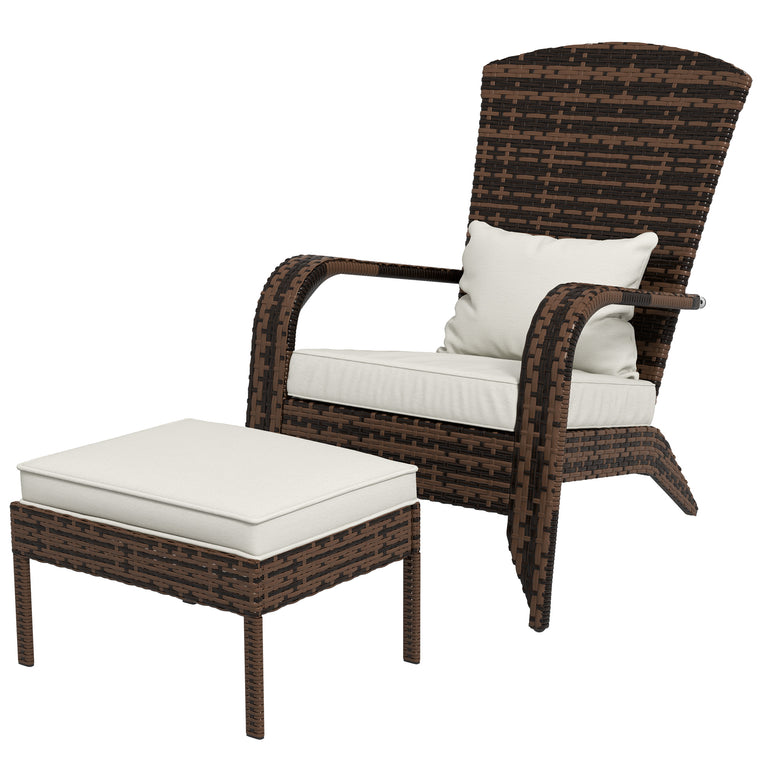Wicker Adirondack Chair with Ottoman