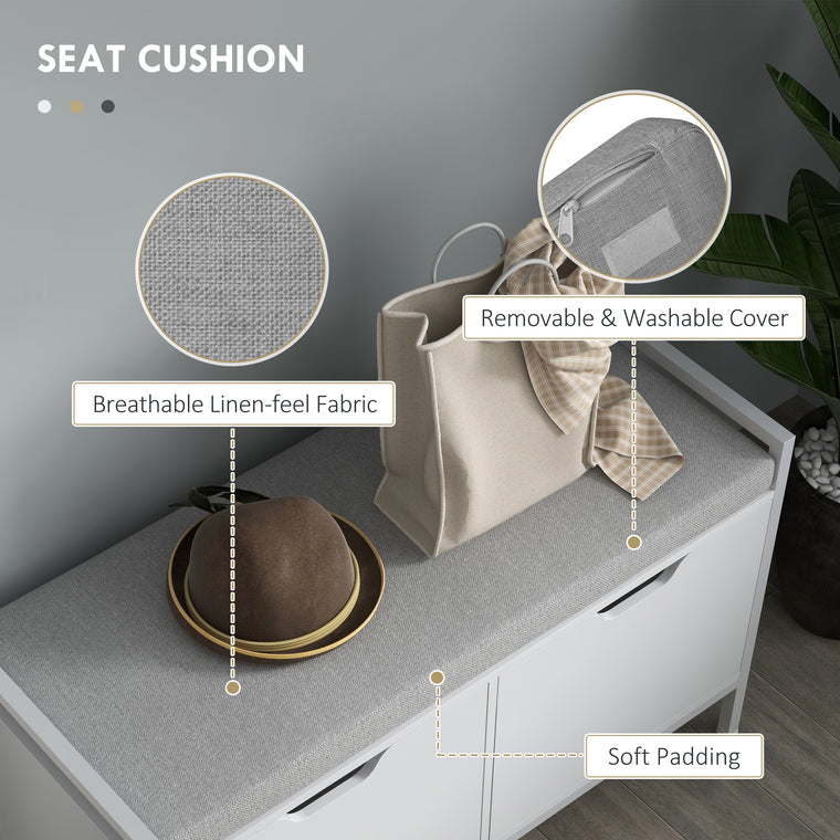 Cushioned Shoe Storage Bench - White