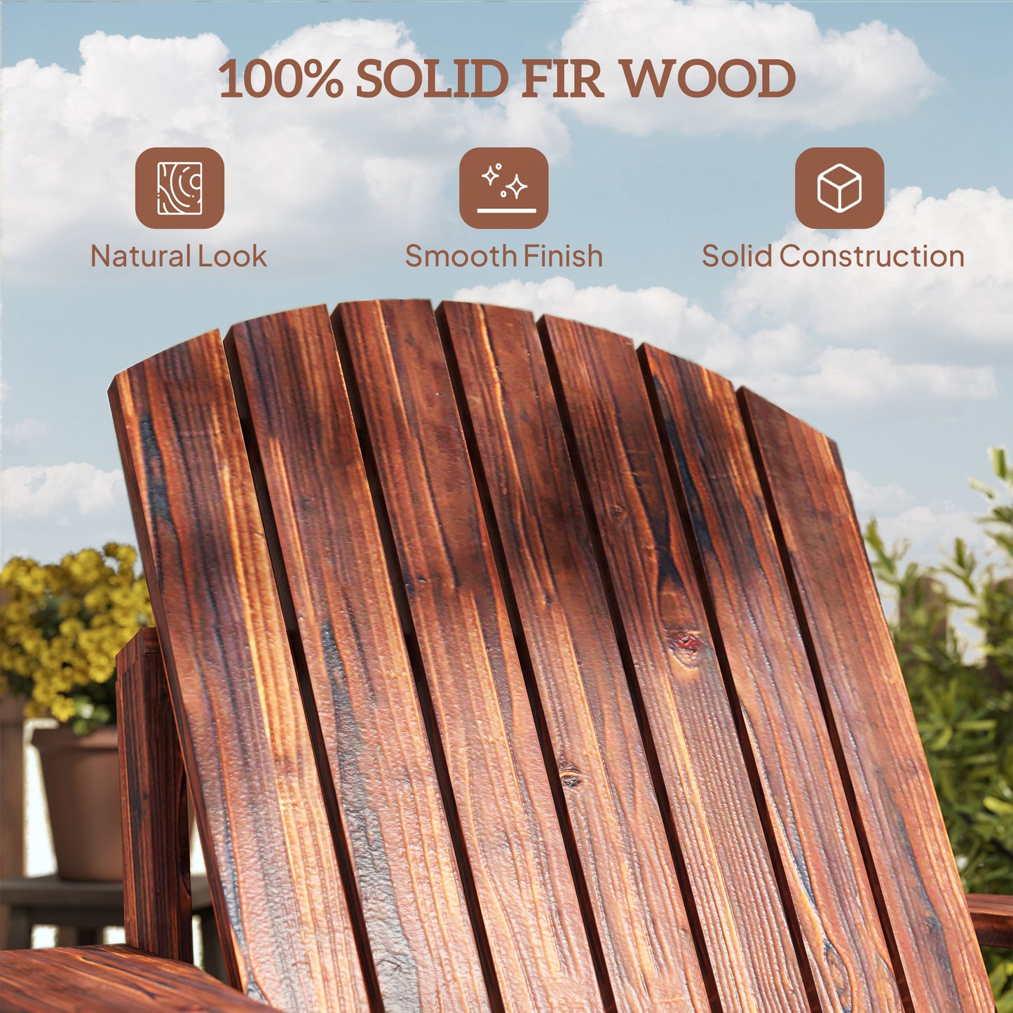 Classic Adirondack Chair, Muskoka Chairs, Garden Deck Chair with Cup Holder for Patio, Indoor, Backyard, Dark Grey