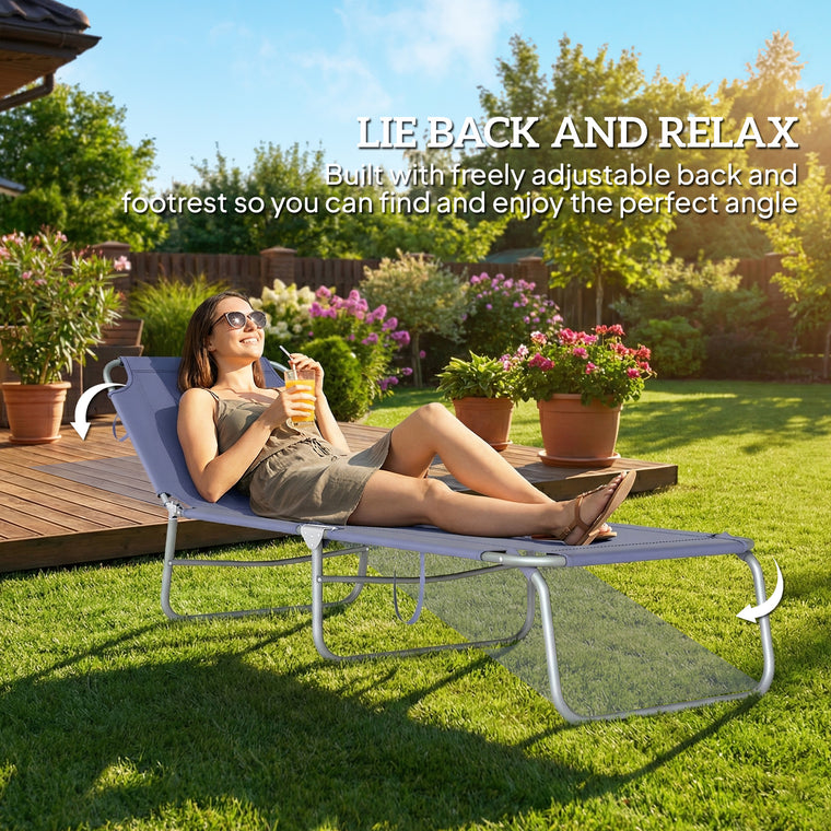 Folding Reclining Tanning Chair with Breathable Mesh
