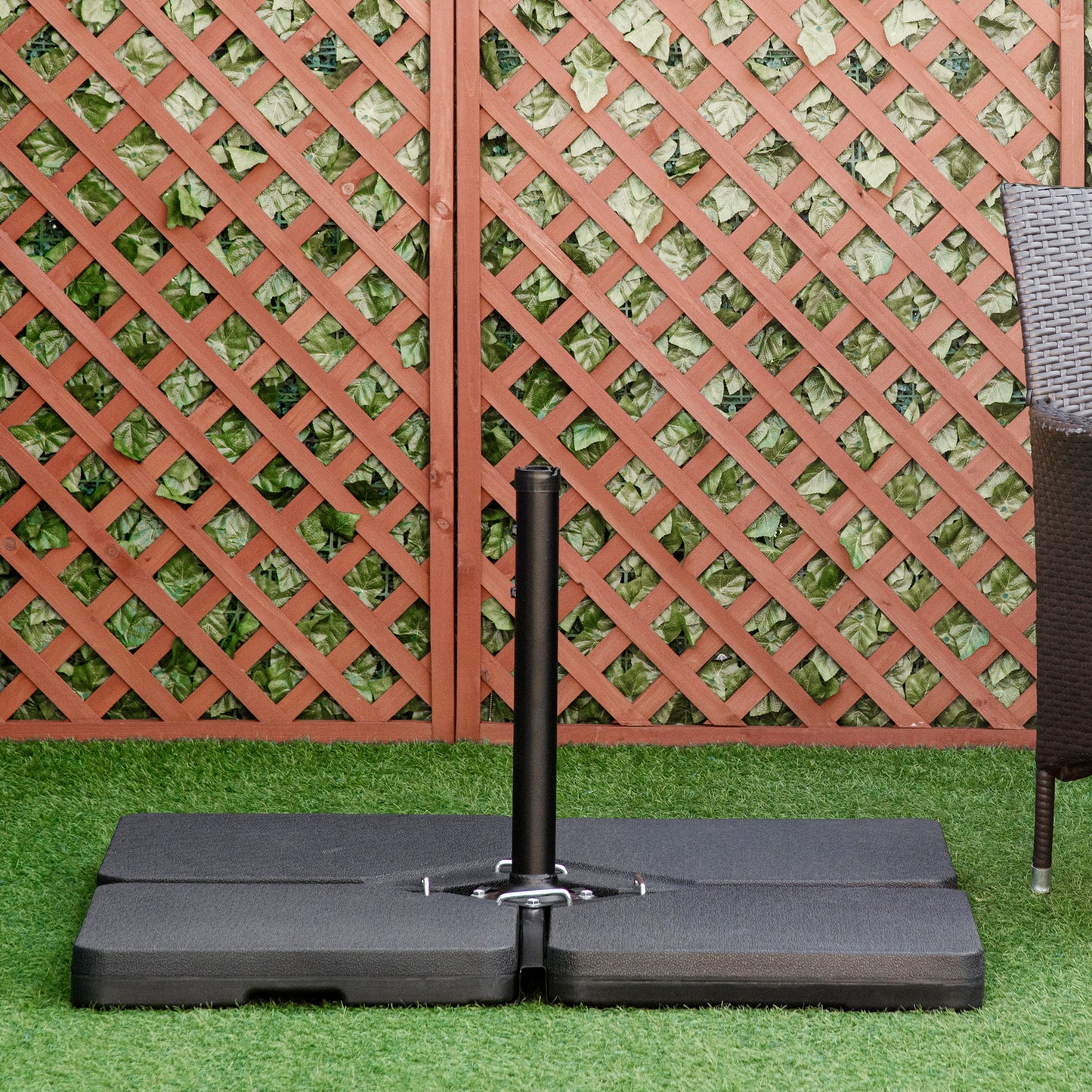 Set of 4 Parasol Base Stand Weights for Banana Hanging Cantilever Umbrella, Can Be Filled with Sand or Water, Black