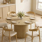 Round Dining Table for 4-6, 47 Inch Kitchen Table with Fluted Pedestal Base, for Kitchen Living Room Dining Room, Natural