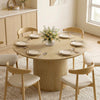 Round Dining Table for 4-6, 47 Inch Kitchen Table with Fluted Pedestal Base, for Kitchen Living Room Dining Room, Natural