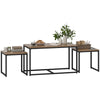 Nesting Coffee Table Set of 3 with Metal Frame - Brown