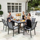 7 Piece Outdoor Dining Set with Rectangular Table and 6 Stackable Chairs, for Backyard, Lawn, Deck, Balcony, Pool Side