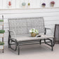 2 Seater Wicker Outdoor Glider Bench, Patio Swing Garden Bench, Garden Loveseat Rocking Chair, w/ Extra Wide Seat, Curved Backrest for Backyard, Poolside, Lawn, Mixed Grey