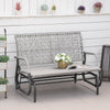 2 Seater Wicker Outdoor Glider Bench, Patio Swing Garden Bench, Garden Loveseat Rocking Chair, w/ Extra Wide Seat, Curved Backrest for Backyard, Poolside, Lawn, Mixed Grey