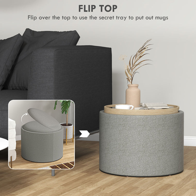 Round Coffee Table with Hidden Storage