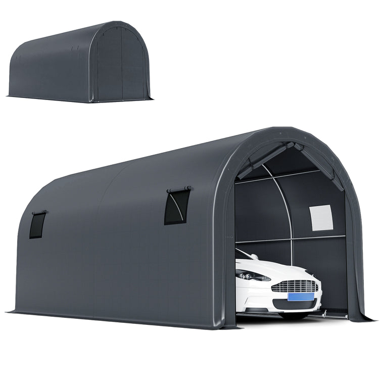 10' x 19' Dark Grey Heavy Duty Carport with Galvanized Frame
