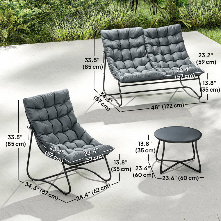 4-Piece Conversation Set with Round Metal Table