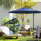 9.7ft Offset Patio UmbrellaCantilever Parasol with Crank Handle, 8 Ribs and Cross Base for Outdoor, Sun Shade, Blue