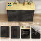 7 Gallon Tilt Out Garbage Cabinet, Kitchen Island with Charging Station, 2 Drawers, 4 Door Racks, Black