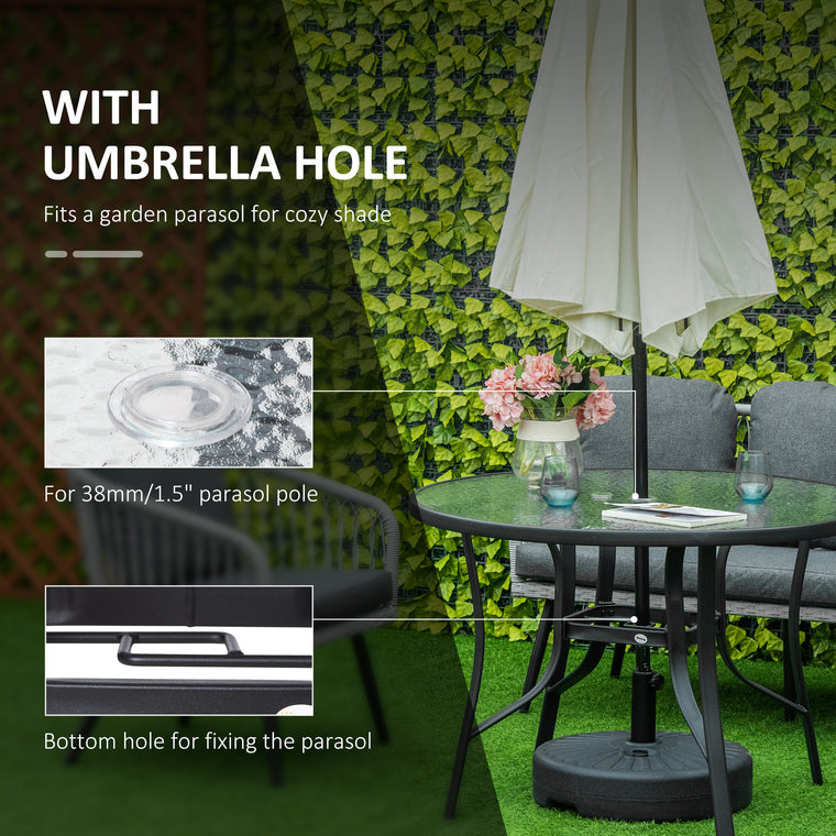 42" Round Steel Dining Table with Umbrella Hole