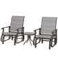3PCs Gliding Rocking Chair & Bistro Tea Table Set, Grey
