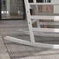 3 Pieces Outdoor Rocking Chair Set, Wooden Patio Rocking Chair Set with Folding Table, High Back and Armrests, White