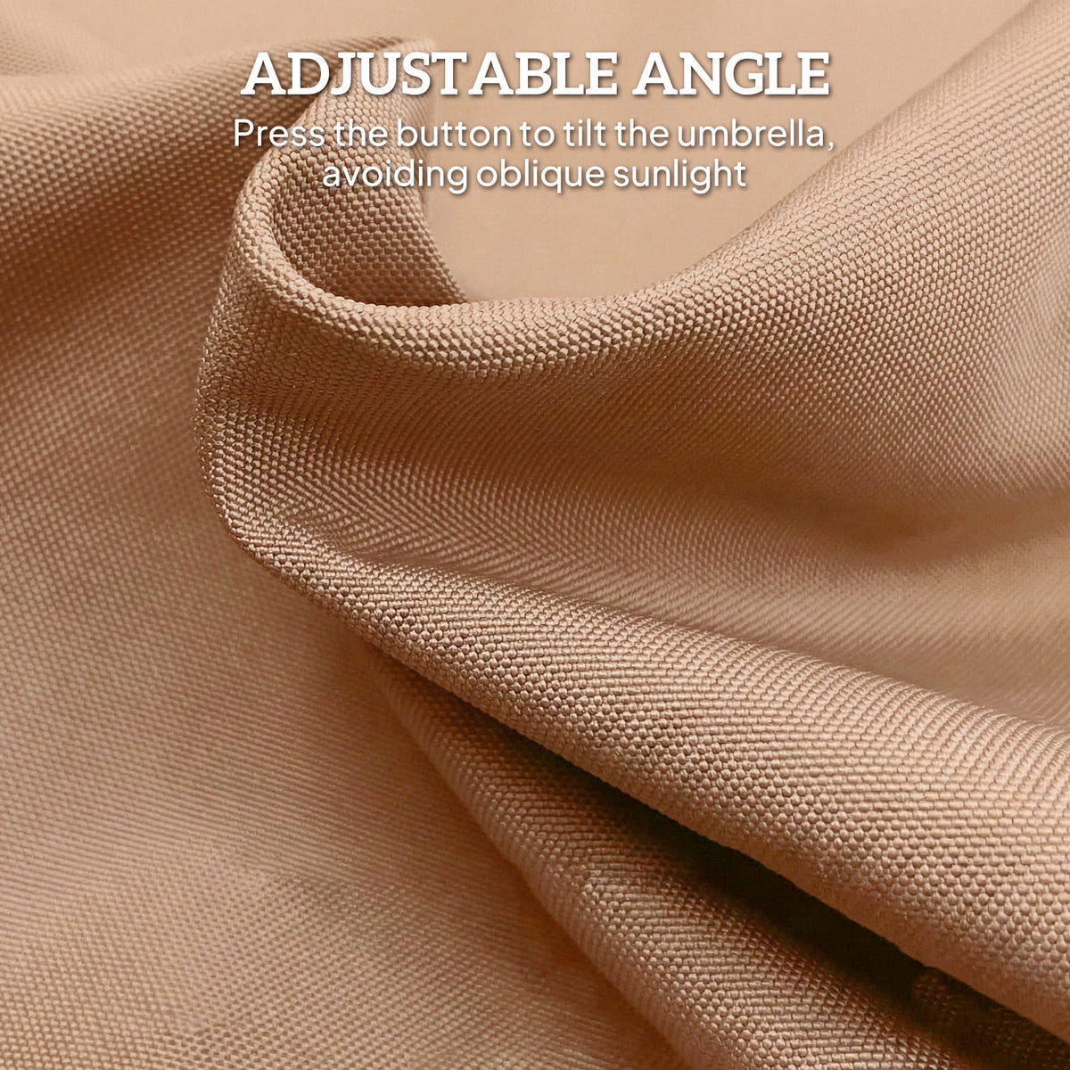 9ft Khaki Fringed Market Table Umbrella with Push Button Tilt