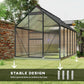 6' x 12' x 6.5' Polycarbonate Greenhouse, Walk-in Green House with Adjustable Roof Vent Galvanized Base Sliding Door Rain Gutter for Outdoor Garden Backyard, Charcoal Grey