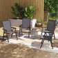 4-Piece Folding Chair Set for Relaxing on Patio Balcony Garden, Comfortable Outdoor Furniture with Armrests, Dark Grey