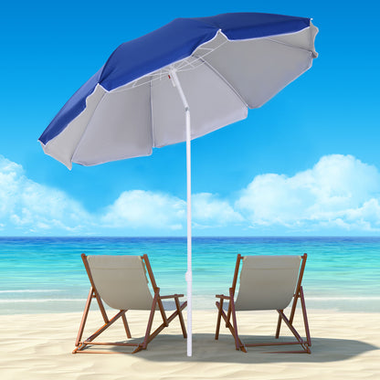 6.7ft Blue Beach Umbrella with Push Button Tilt & Carry Bag
