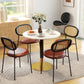 Round Dining Table, Modern Dining Room Table with Faux Marble Top, Steel Base, Space Saving Small Kitchen Table, White