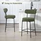 Set of 2 Barstools, Upholstered Corduroy Bar Stools with Backrest, Footrest for Kitchen Island, Dining Room, Green