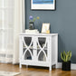 Kitchen Sideboard, Glass Door Buffet Cabinet, Bathroom Storage Cabinet with Adjustable Storage Shelf for Dining Room, Living Room, White