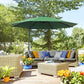 9.7ft Offset Patio UmbrellaCantilever Parasol with Crank Handle, 8 Ribs and Cross Base for Outdoor, Sun Shade, Green