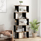 5-Tier Bookshelf, Geometric S-Shaped Bookcase, Tall Narrow Display Shelf for Living Room, Study Room, Rustic Brown