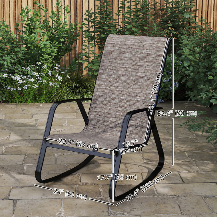 Rocking Chairs with High Backrest and Armrests, Set of 2