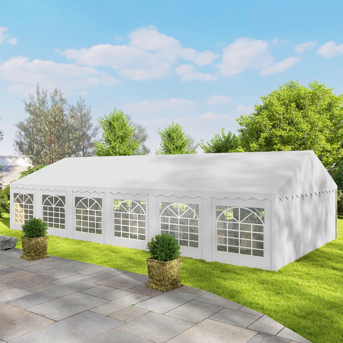 20' x 40' Party Tent, Outdoor Canopy Tent with Removable Sidewalls, 12 Windows for Parties, Wedding, Events, BBQ, White
